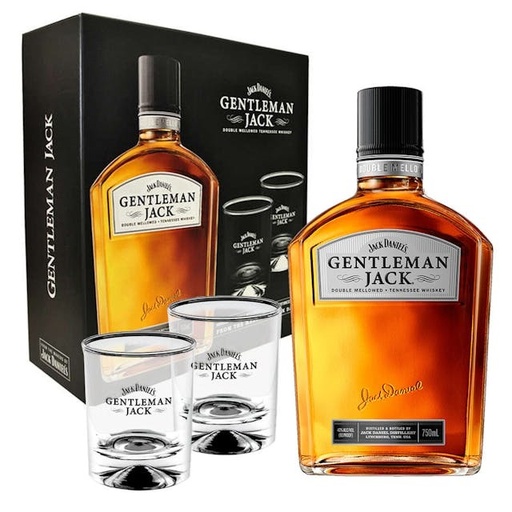 [33138] WHISKY AMERICANO GENTLEMAN JACK 750 ML + 2 VASOS