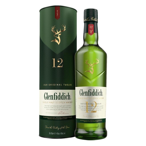 [1215] WHISKY DE MALTA ESCOCES GLENFIDDICH 12 AÑOS 750 ML