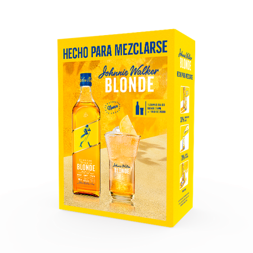 [34619] WHISKY ESCOCES JOHNNIE WALKER BLONDE 750 ML + 1 VASO