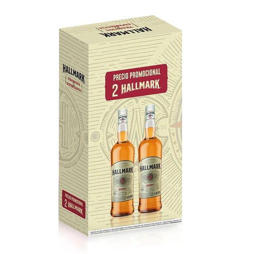 [32329] WHISKY HALLMARK 1 LITRO ESTUCHE 2 BOTELLAS