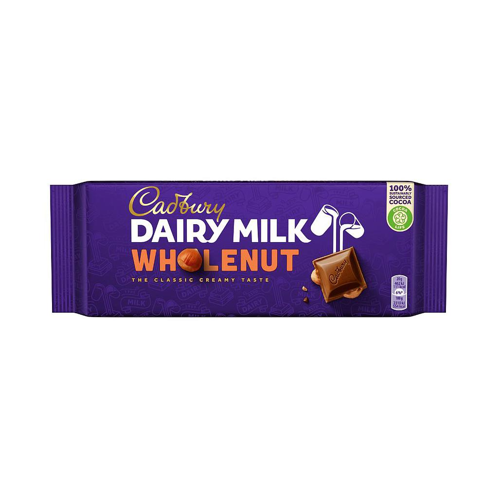 CHOCOLATE CADBURY DAIRY MILK WHOLENUT 180 GRAMOS