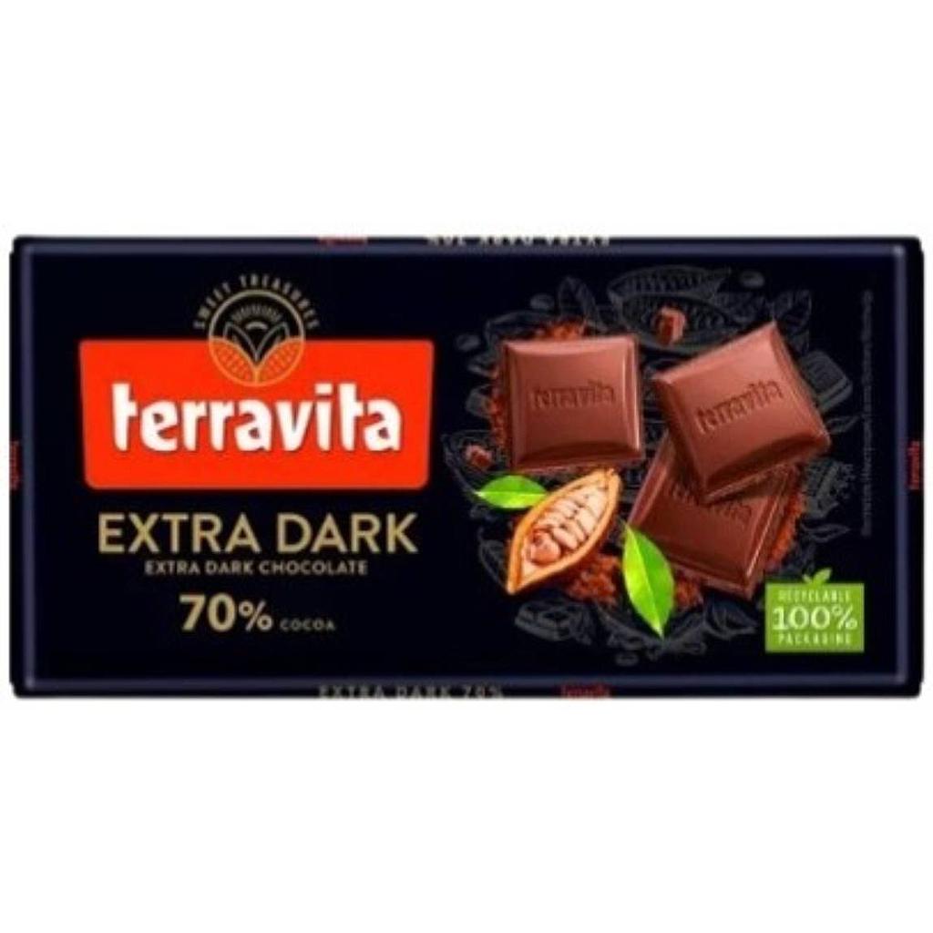 CHOCOLATE TERRAVITA EXTRA DARK 70% 90 GRAMOS