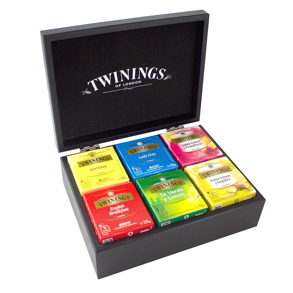 CAJA DE MADERA TWININGS BOX NEGRO 60 SOBRES