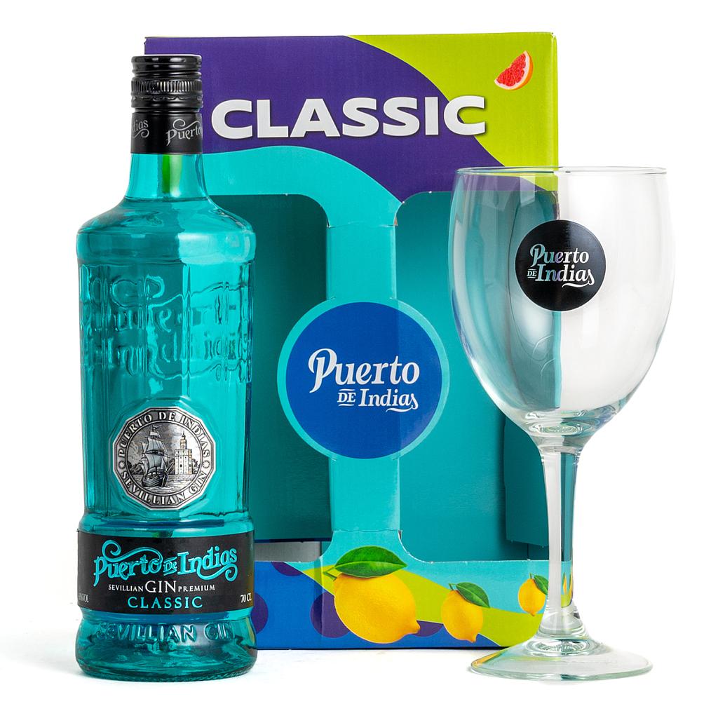 GIN PUERTO DE INDIAS CLASICO CELESTE 700ML (6) - Casa Grütter